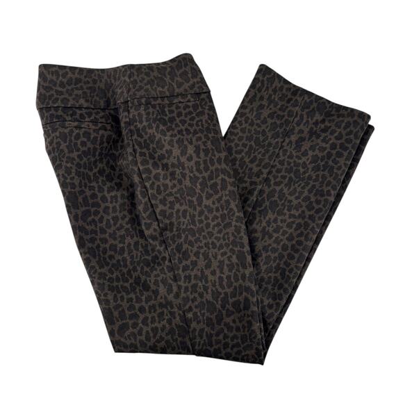 NY & Co Leopard Ponte Boot Cut Pant Stretch Large Petite - Picture 1 of 11